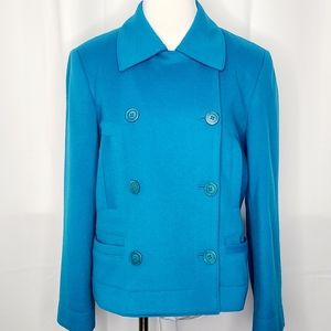 HARVE BERNARD Double Breasted Wool Blend Pea Coat